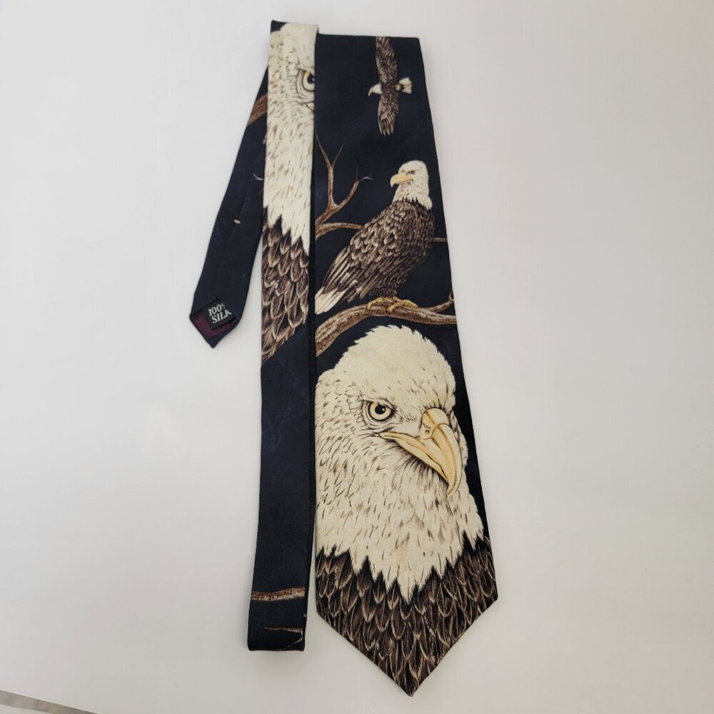 American Pride Silk Tie by Marc Dennis c1995 Endangered Species - Eagle